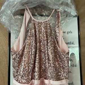 Halter top pink bridesmaid dress